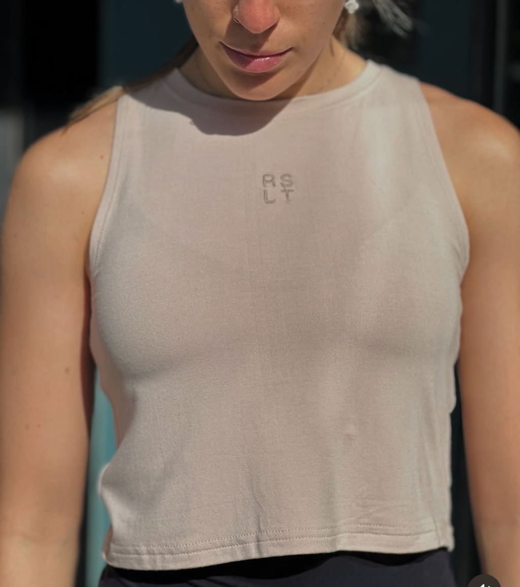 Old Logo Cotton Crop Top - Beige